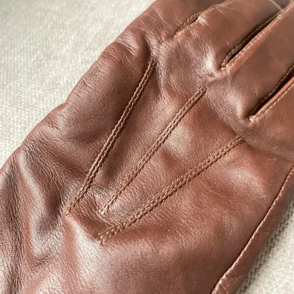 Grant Thomas Men’s Brown Leather Gloves Cashmere Lined Size M - Picture 3 of 8